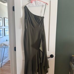 Xcape one -Shoulder Olive Green Dress